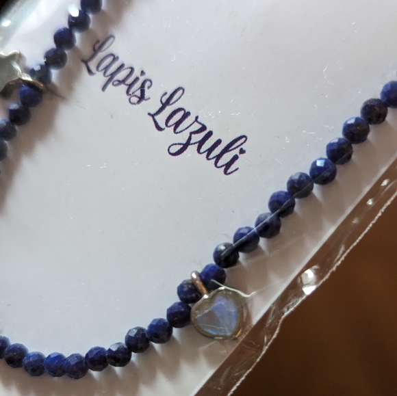 lapis faceted gemstone silver bracelet - Picture 5 of 9